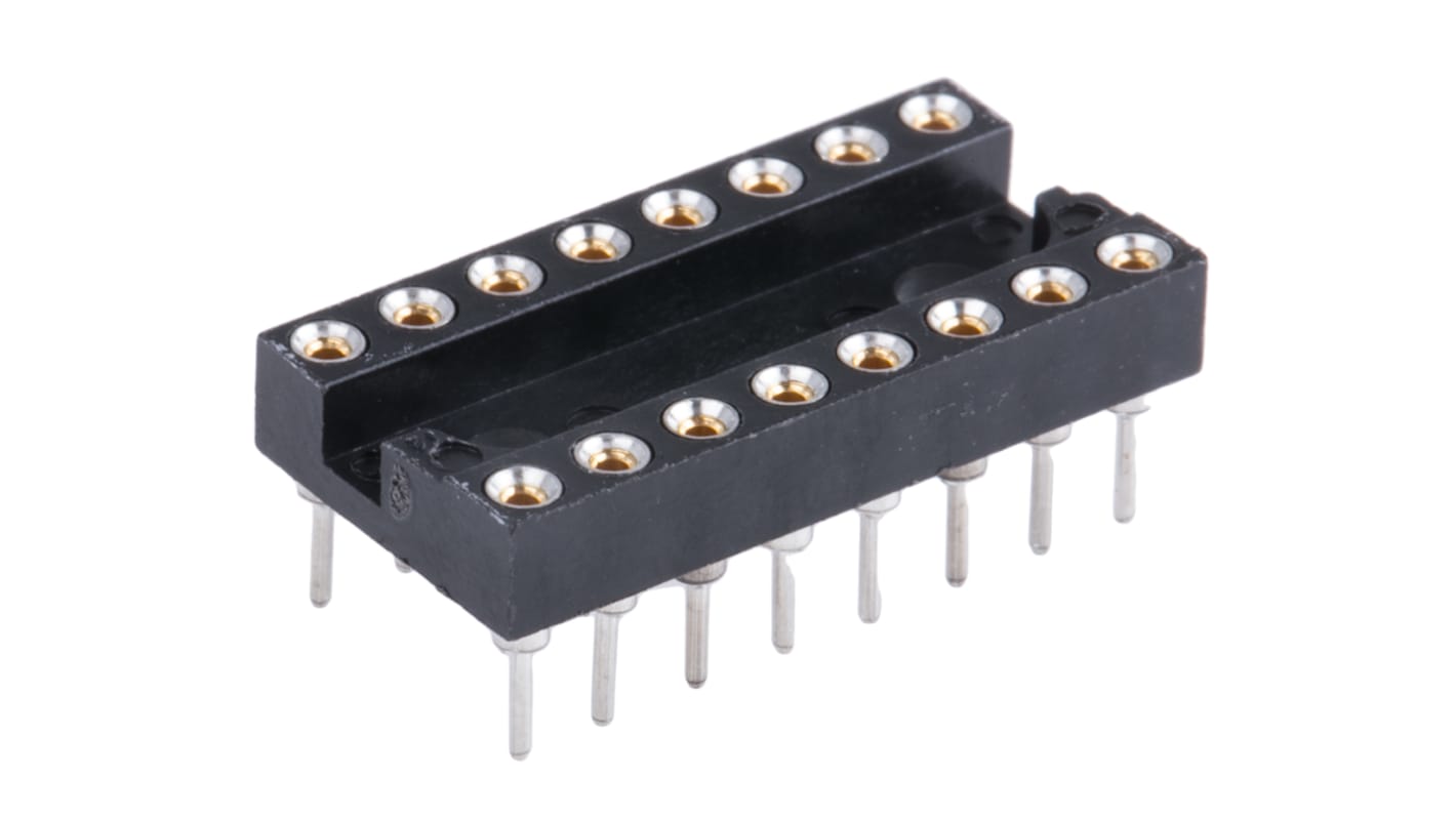 TE Connectivity 2.54mm Pitch Vertical 16 Way, Through Hole Standard Pin Closed Frame IC Dip Socket