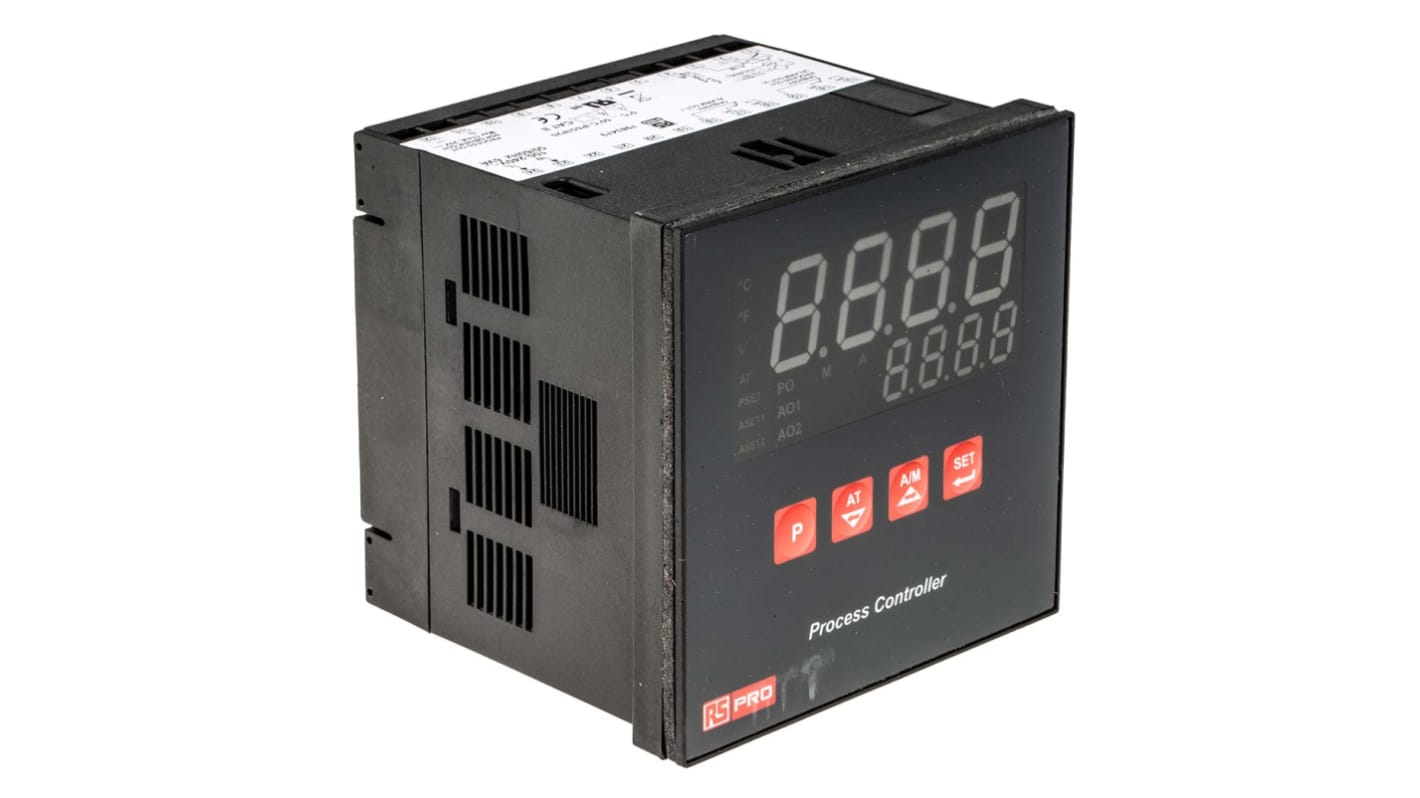 RS PRO Panel Mount PID Temperature Controller, 96 x 96mm, 3 Output Relay, SSR, 100 → 240 V ac Supply Voltage