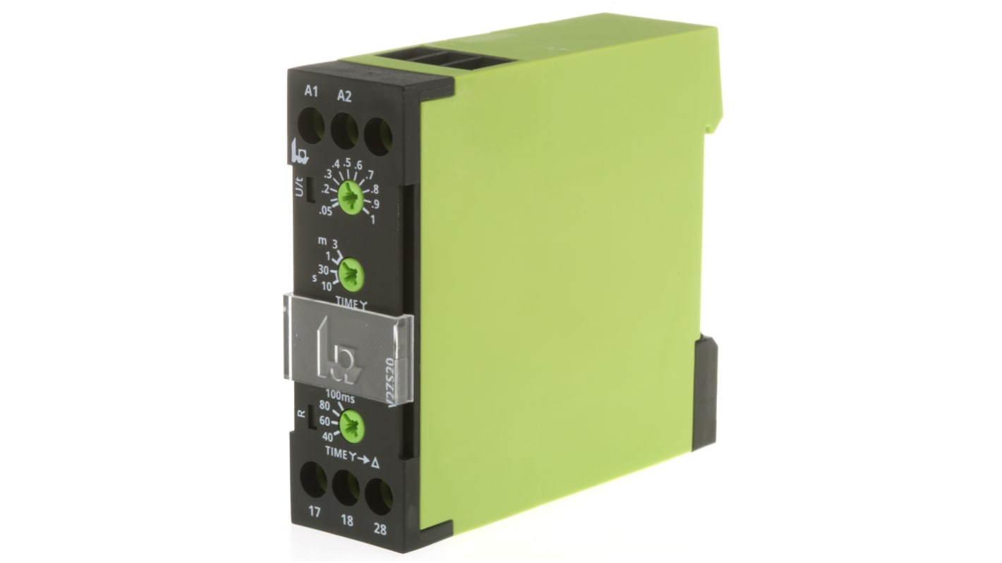 Tele V2ZS20 Series DIN Rail Mount Timer Relay, 12 → 240V ac/dc, 2-Contact, 0.5 → 10s, 1-Function, SPST