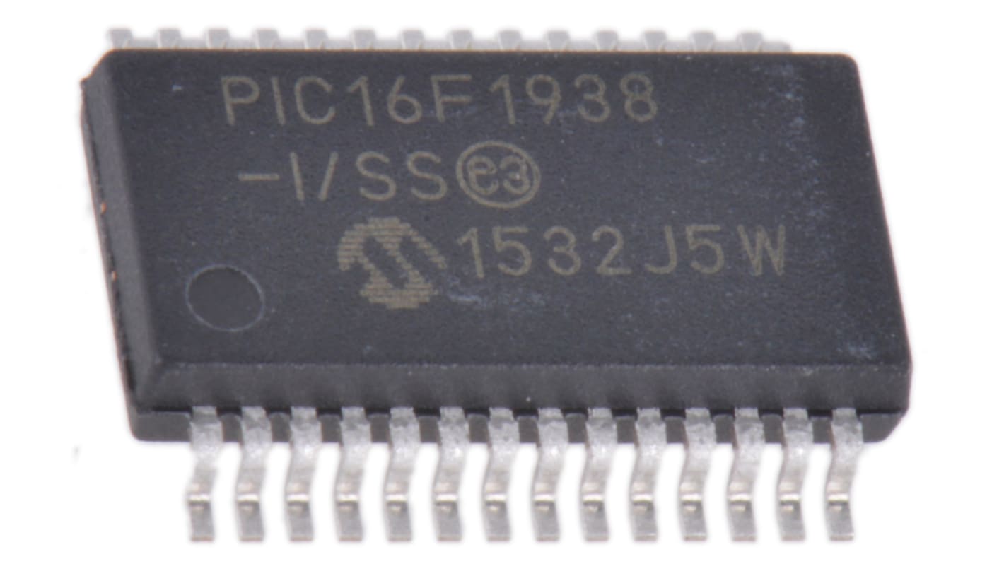 Microcontrolador Microchip PIC16F1938-I/SS, núcleo PIC de 8bit, RAM 1,024 kB, 32MHZ, SSOP de 28 pines