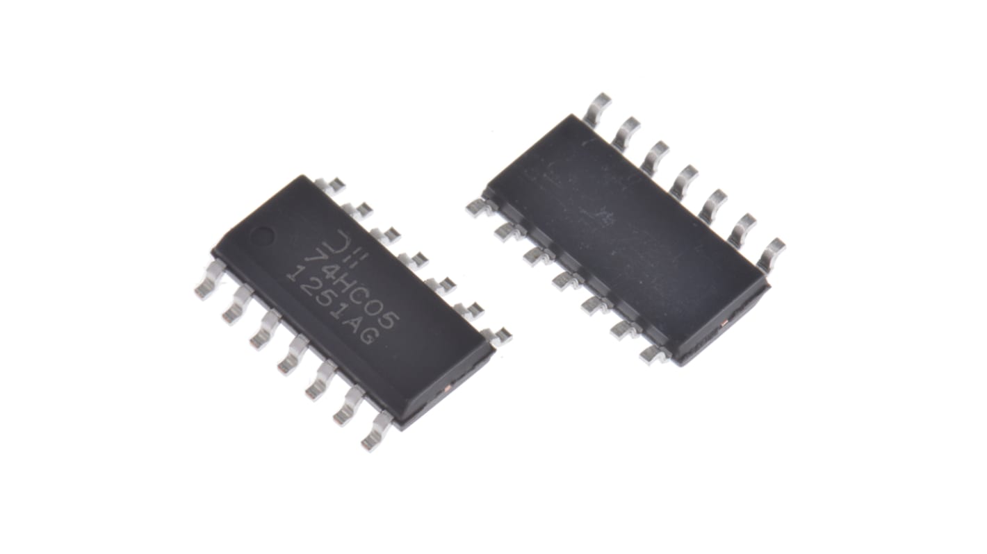 Inverter 74HC05S14-13 6-elem/chip, HC, Nyitott elvezető, 14-tüskés, SOIC Igen