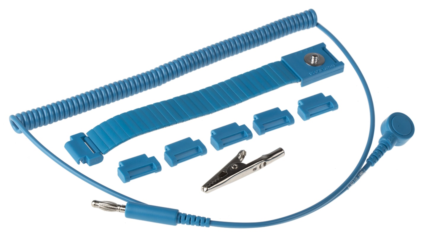 RS PRO ESD Grounding Wrist Strap & Cord Set With 4 mm Stud