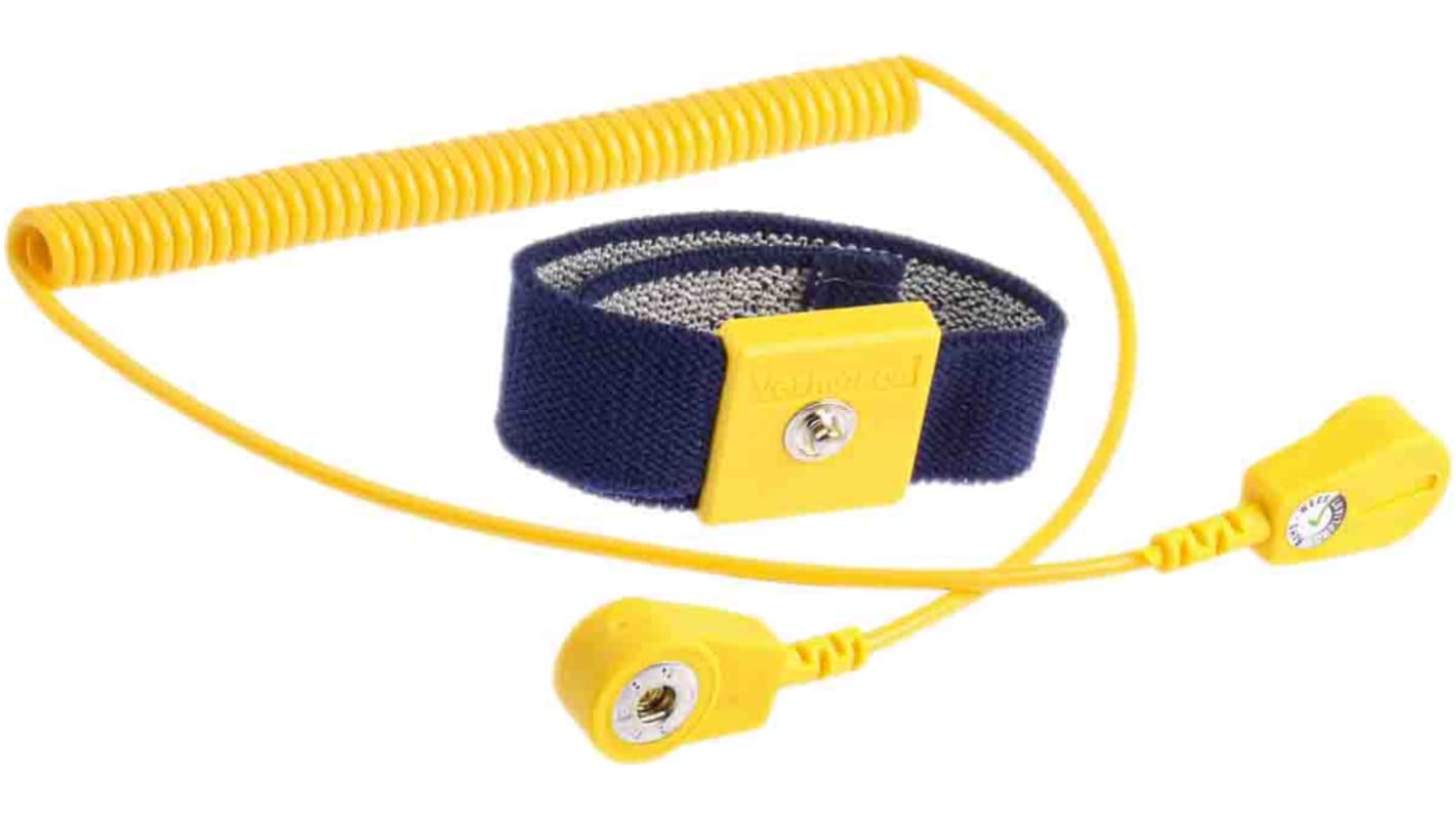 RS PRO ESD Grounding Wrist Strap & Cord Set With 4 mm Stud