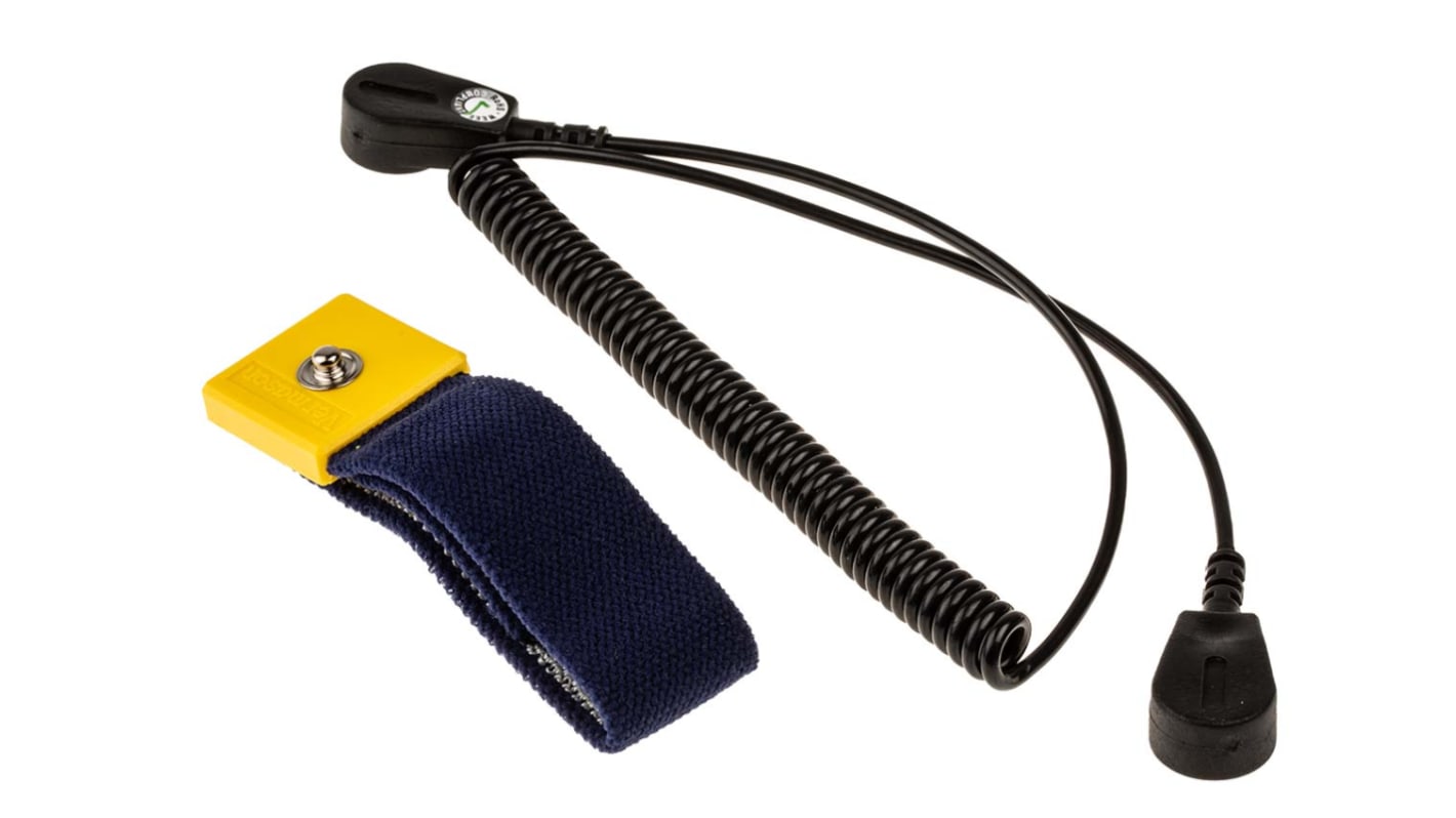 RS PRO ESD Grounding Wrist Strap & Cord Set With 4 mm Stud