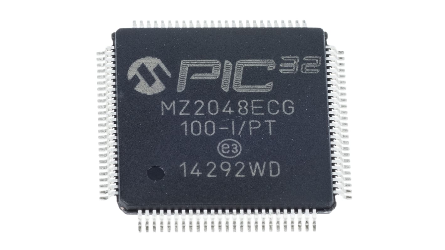 Microchip PIC32MZ2048ECG100-I/PT, 32bit PIC Microcontroller, PIC32MZ, 200MHz, 2.048 MB Flash, 100-Pin TQFP