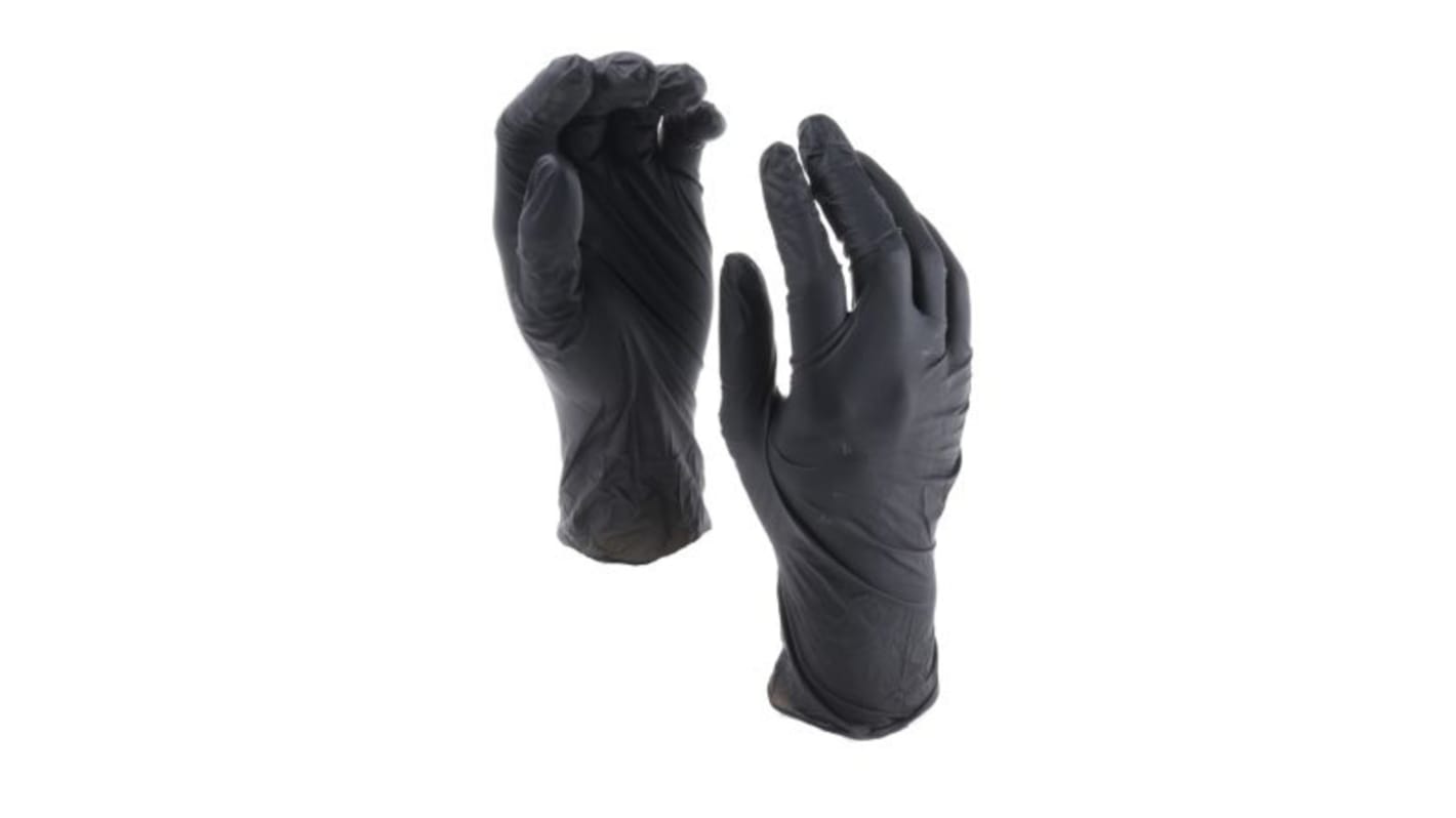 Guantes desechables BM Polyco sin polvo de Nitrilo Negro, talla 7.5, M, caja de 100 unidades