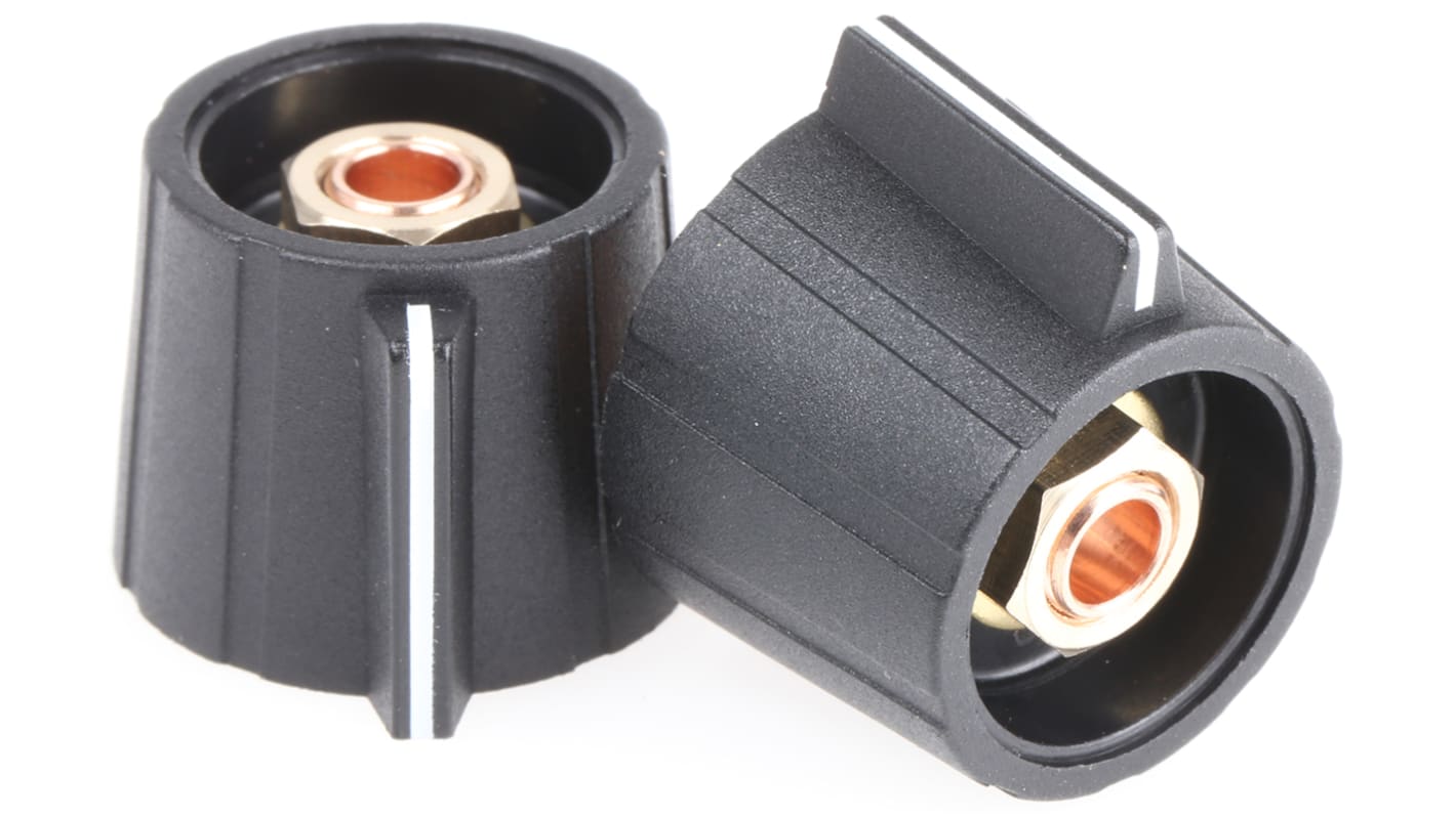 Sifam 21mm Black Potentiometer Knob for 6mm Shaft Splined, SP211 006 BLACK