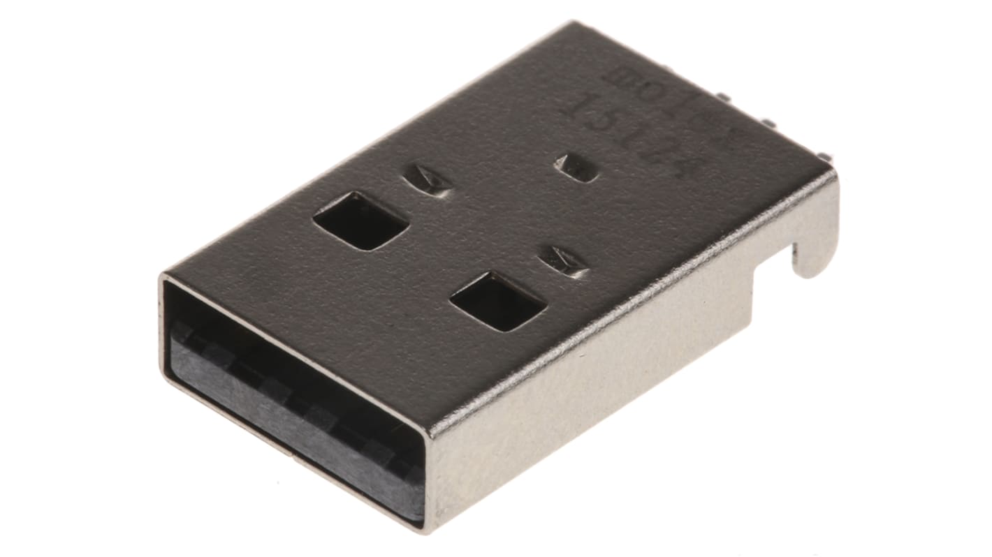 Konektor USB typ A, číslo řady: 48037, počet portů: 1 Port, orientace těla: Pravý úhel, Samec, 1.5A, 150 V AC,