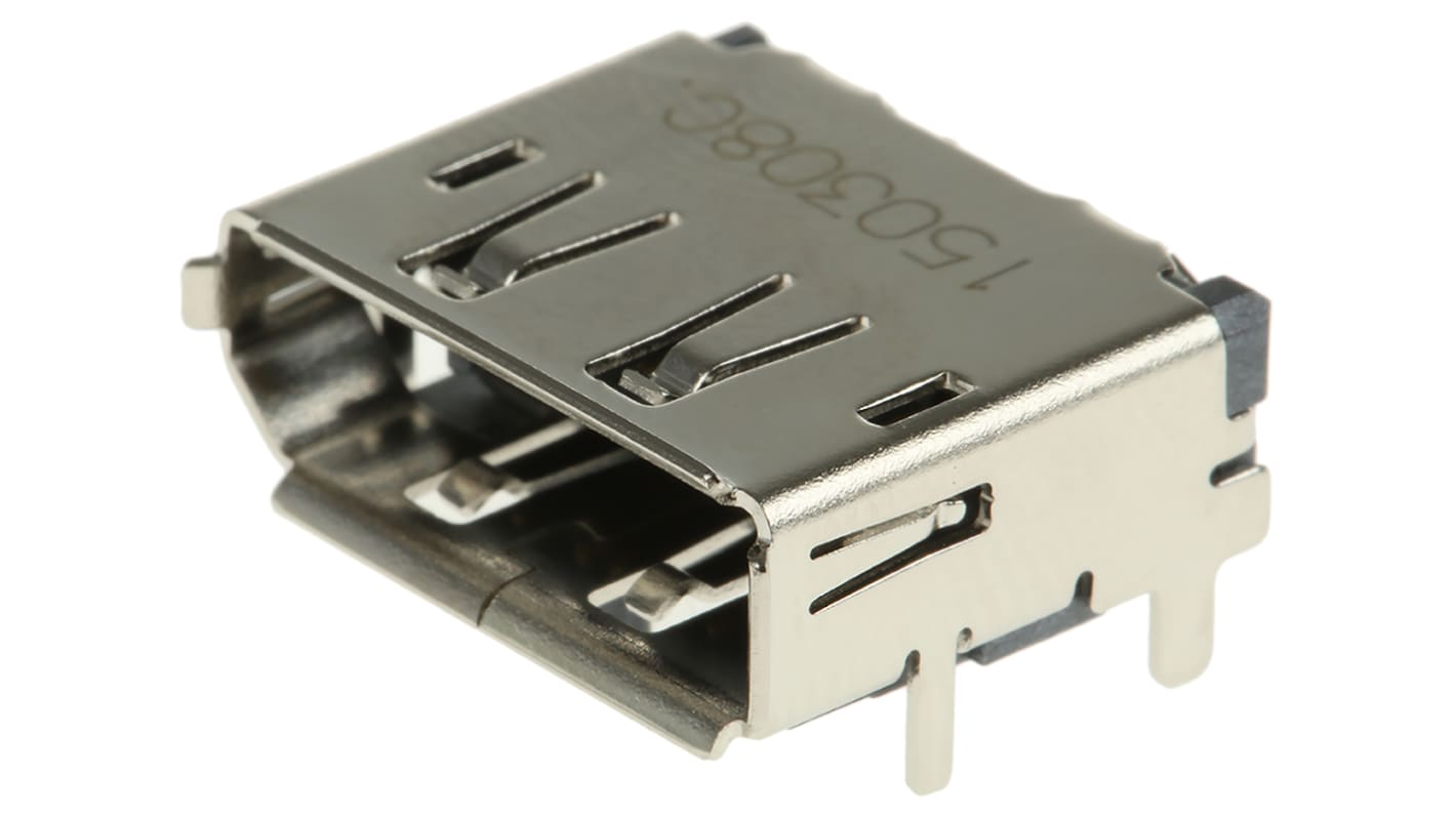 Molex DisplayPort Series Right Angle Surface Mount PCB Socket, 20-Contact, 2-Row, 0.5mm Pitch, Solder Termination