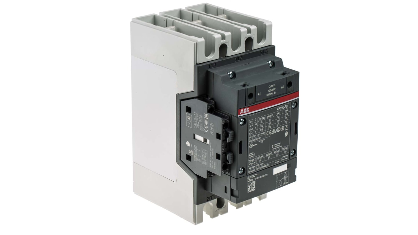 ABB AF190 AF Contactor, 230 V ac Coil, 3-Pole, 275 A, 90 kW, 3NO, 690 V ac