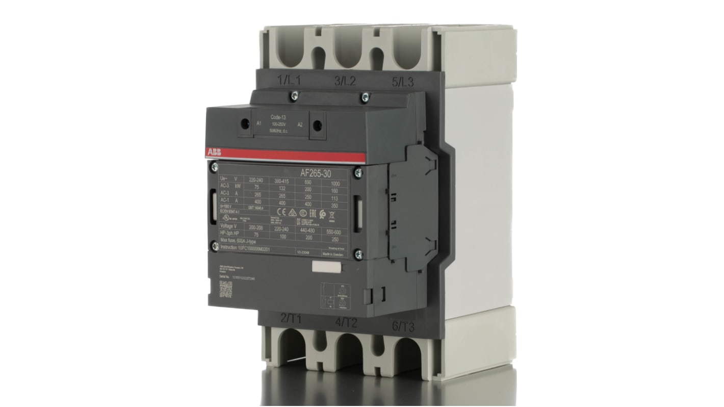 ABB AF265-30-11-13 AF Contactor, 230 V ac Coil, 3-Pole, 400 A, 132 kW, 3NO, 690 V ac