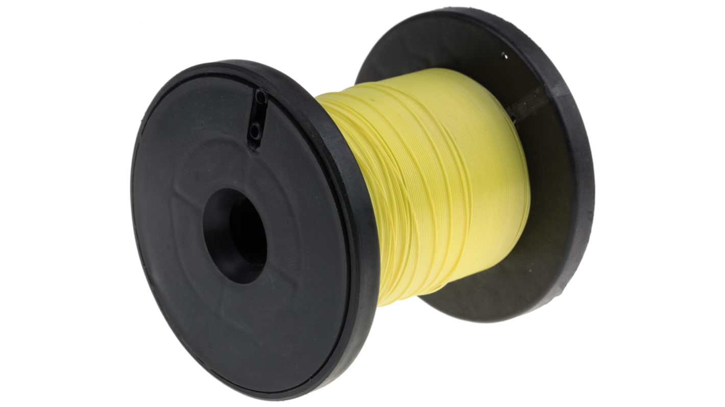 RS PRO Yellow 0.05 mm² Equipment Wire, 30 AWG, 1/0.25 mm, 50m, ETFE Insulation