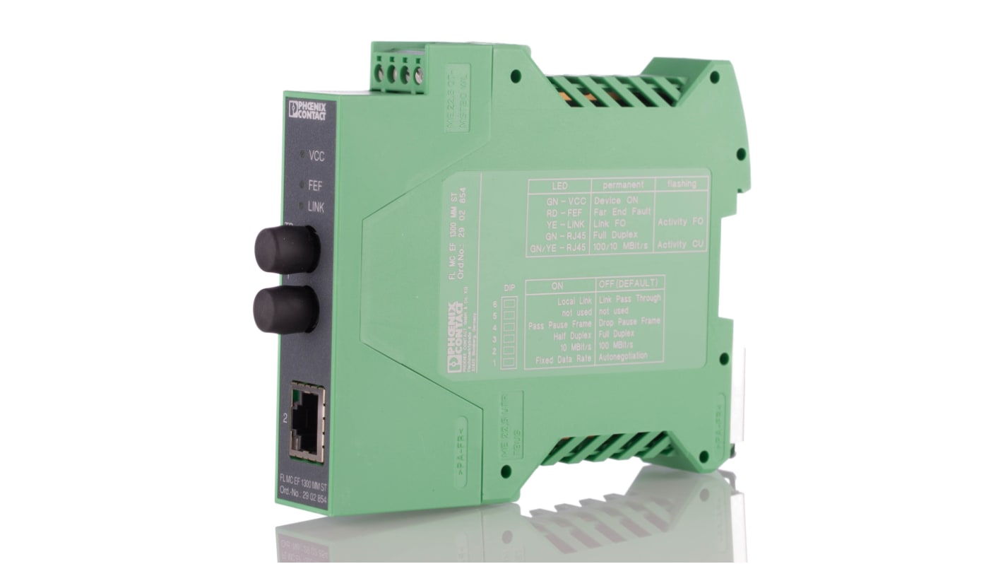 Phoenix Contact Fiber Optic Converter 18 → 30V dc 22.5 x 114.5 x 99mm