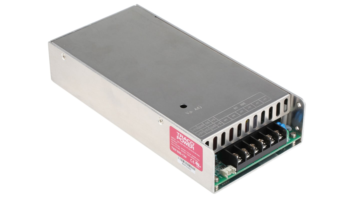 TRACOPOWER Embedded Switch Mode Power Supply SMPS, TXH 600-124, 24V dc, 25A, 600W, Triple Output, 120 → 370 V