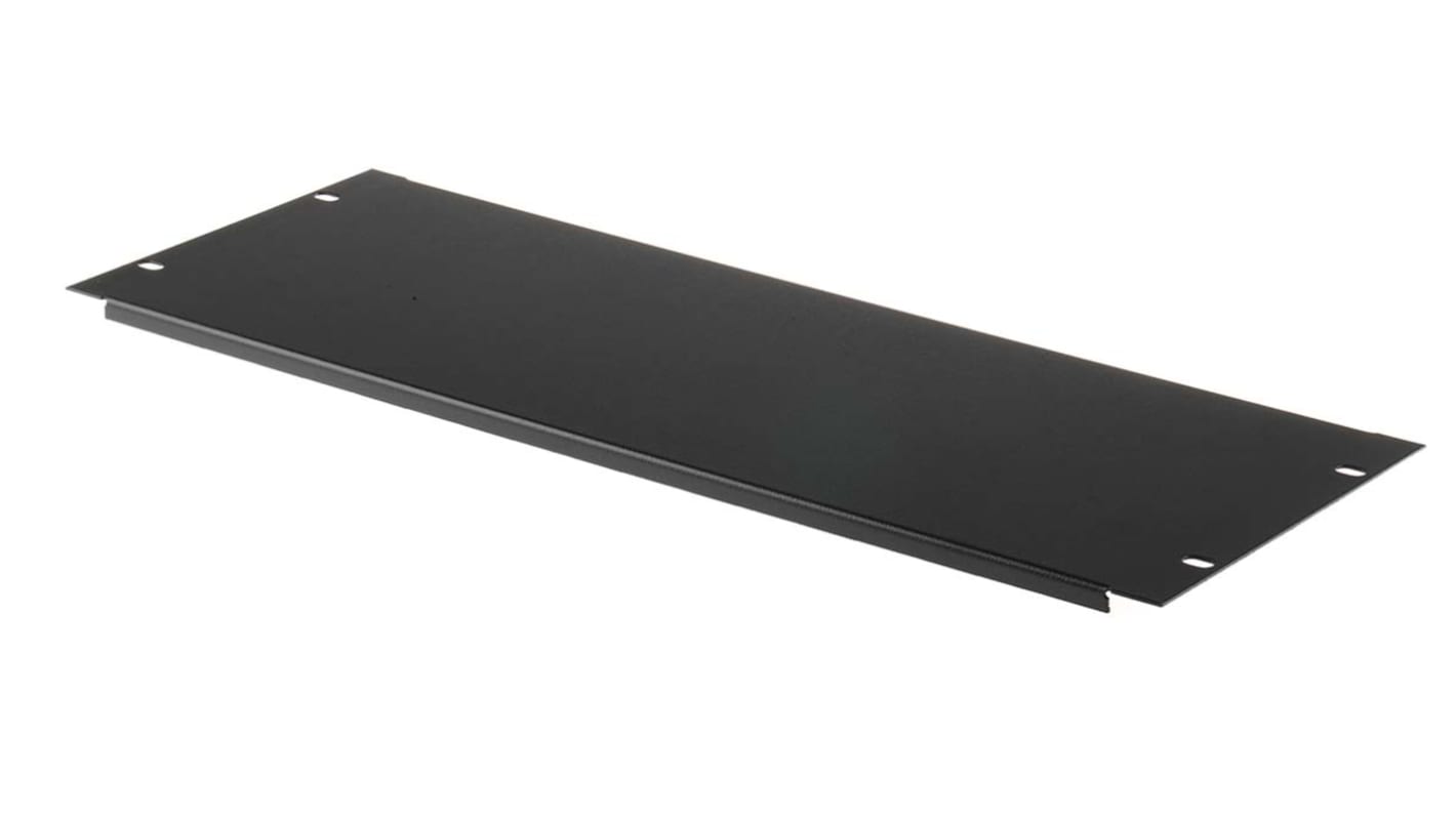 Panel stelażowy Panel zaślepiający do szafy RACK RS PRO moduły stelażowe 4U szerokość 9mm 483 x 9mm Czarny