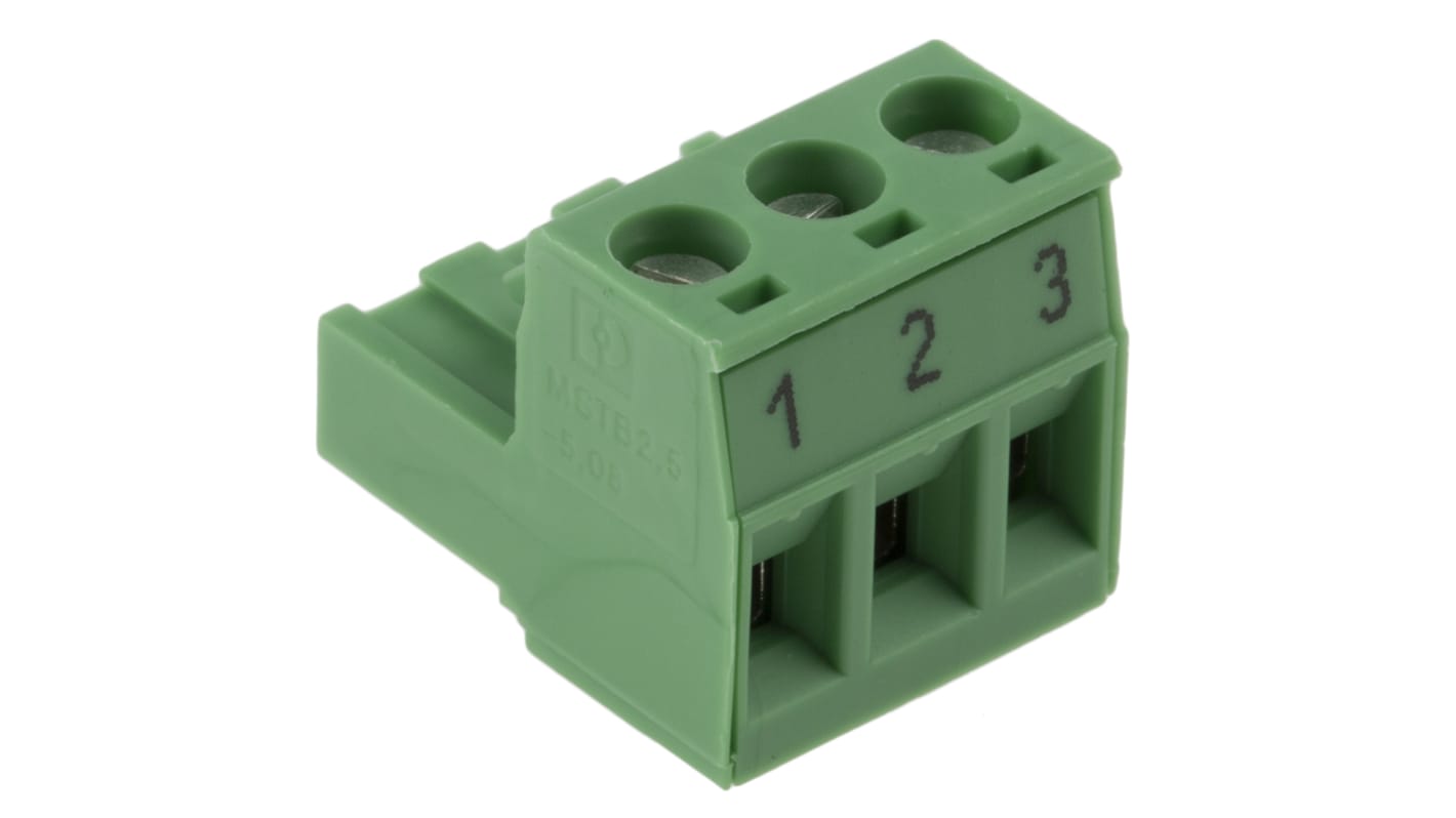 Phoenix Contact 5.08mm Pitch 3 Way Pluggable Terminal Block, Plug, Plug-In, Screw Termination