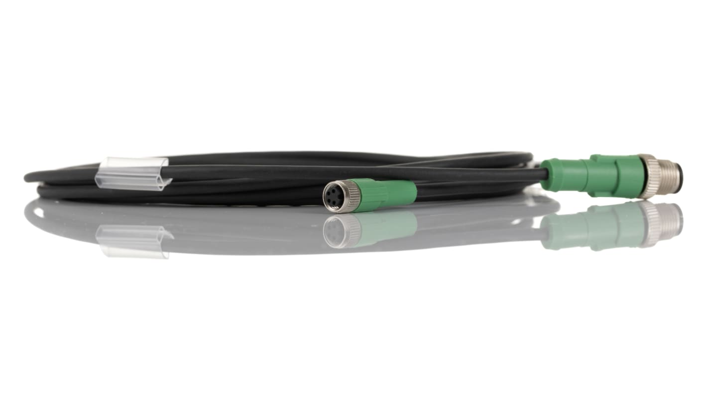 Cable de conexión Phoenix Contact, con. A M8 Hembra, 4 polos, con. B M12 Macho, 4 polos, cod.: A, long. 3m, 60 V dc, 4