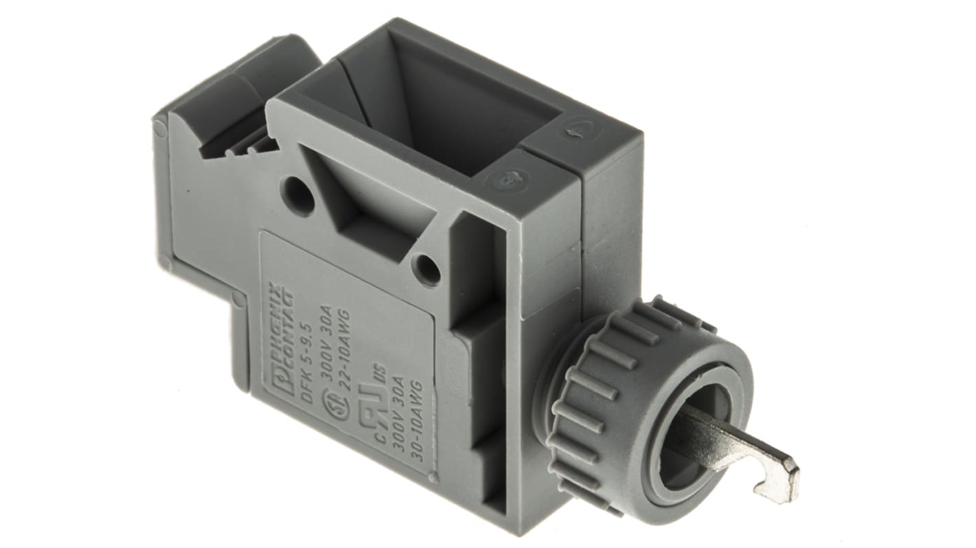 Phoenix Contact DFK 5-9.5 Series Feed Through Terminal Block, 0-Contact, 9.5mm Pitch, Through Hole Mount, 1-Row, Screw