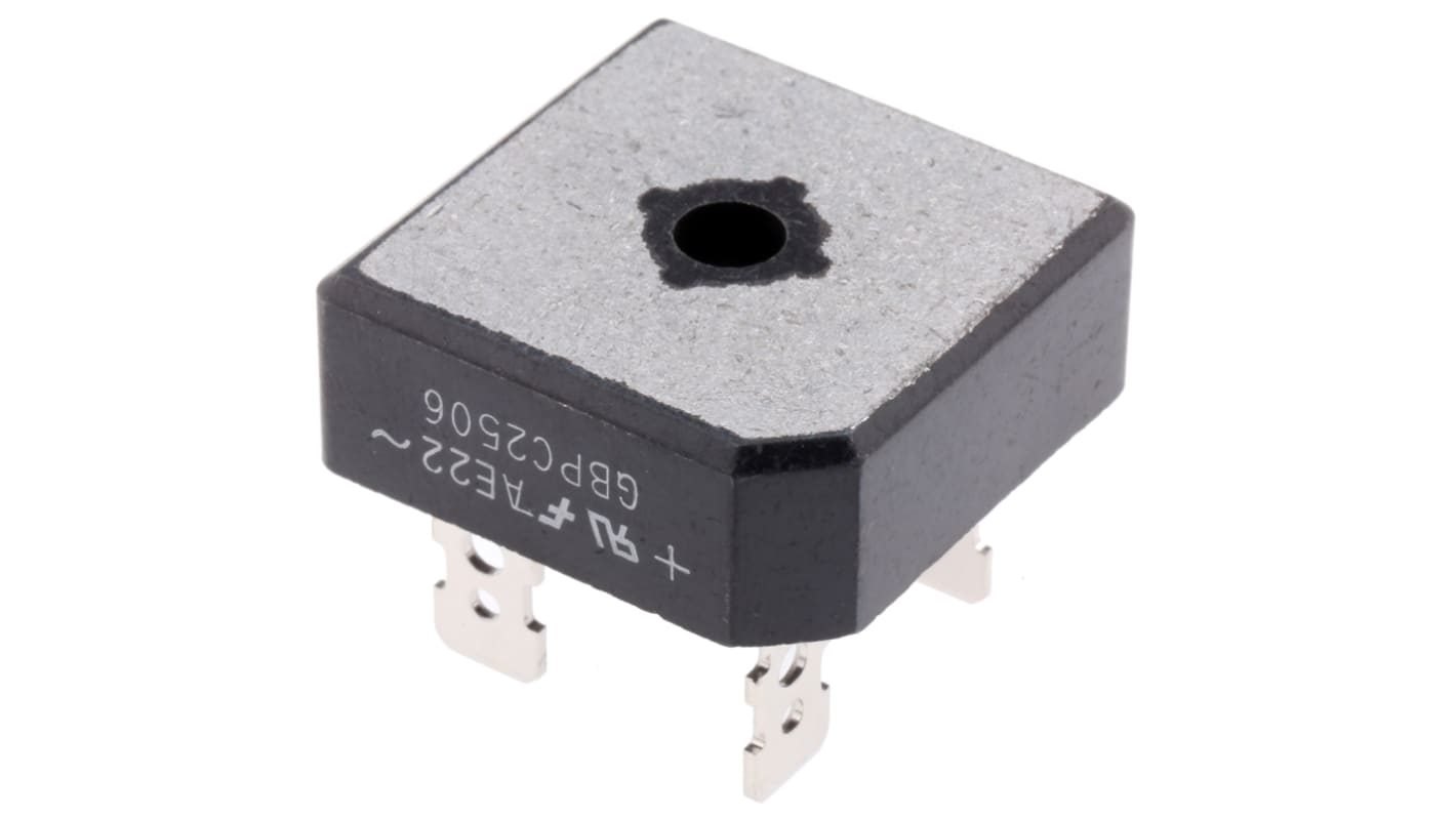 onsemi Brückengleichrichter, 1-phasig 25A 600V Schraubmontage 1.1V GBPC 4-Pin 500μA Siliziumverbindung