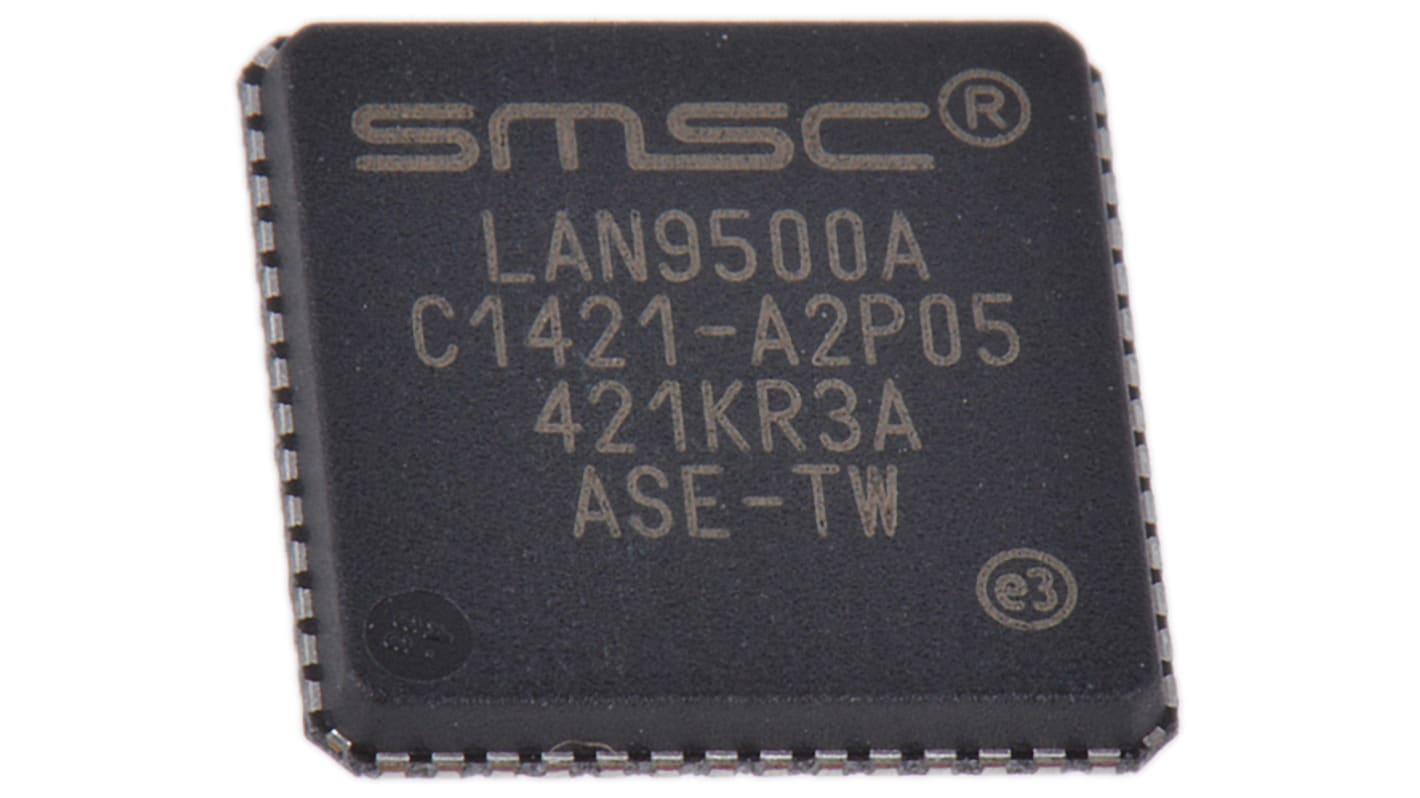 Contrôleur Ethernet, LAN9500A-ABZJ, USB, MII, 100Mbps QFN 3,3 V, 56 broches