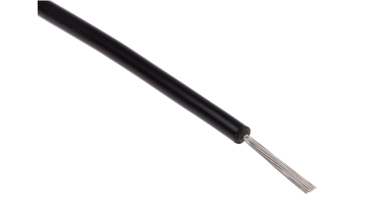 RS PRO Einzeladerleitung 0,5 mm², 22 AWG 100m Schwarz PVC isoliert Ø 2.6mm 16/0,2 mm Litzen