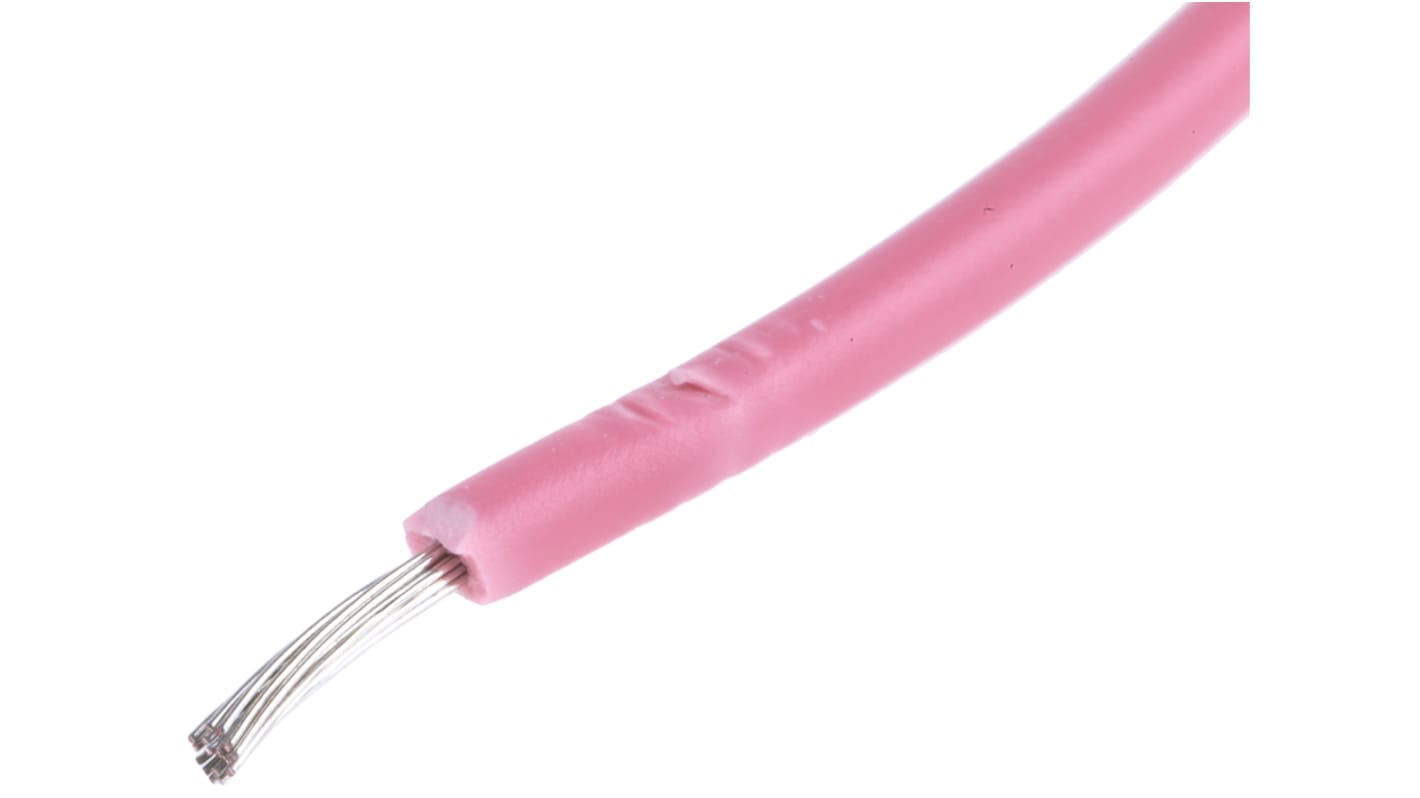 RS PRO Pink 0.5 mm² Tri-rated Cable, 22 AWG, 16/0.2 mm, 100m, PVC Insulation