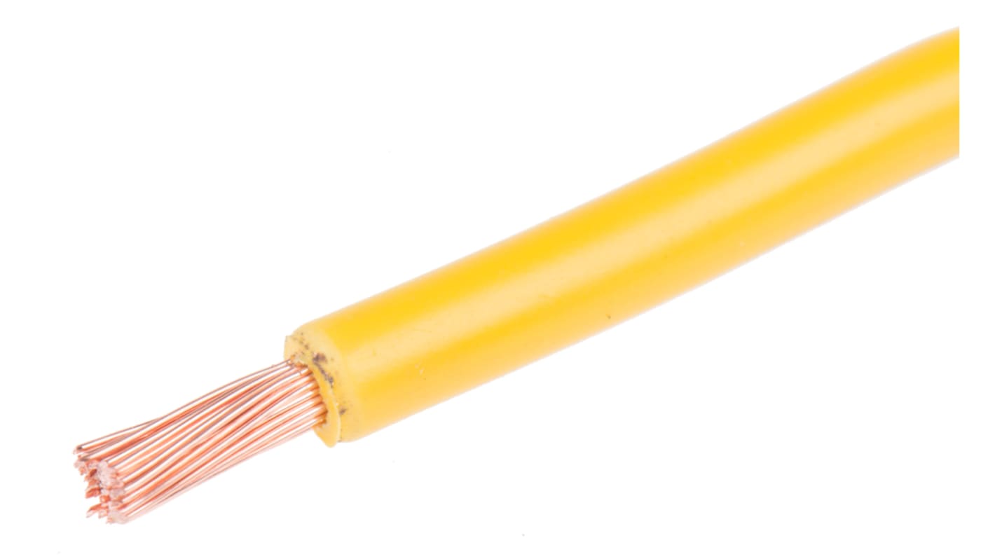 RS PRO Yellow 2.5 mm² Tri-rated Cable, 14 AWG, 50/0.25 mm, 100m, PVC Insulation