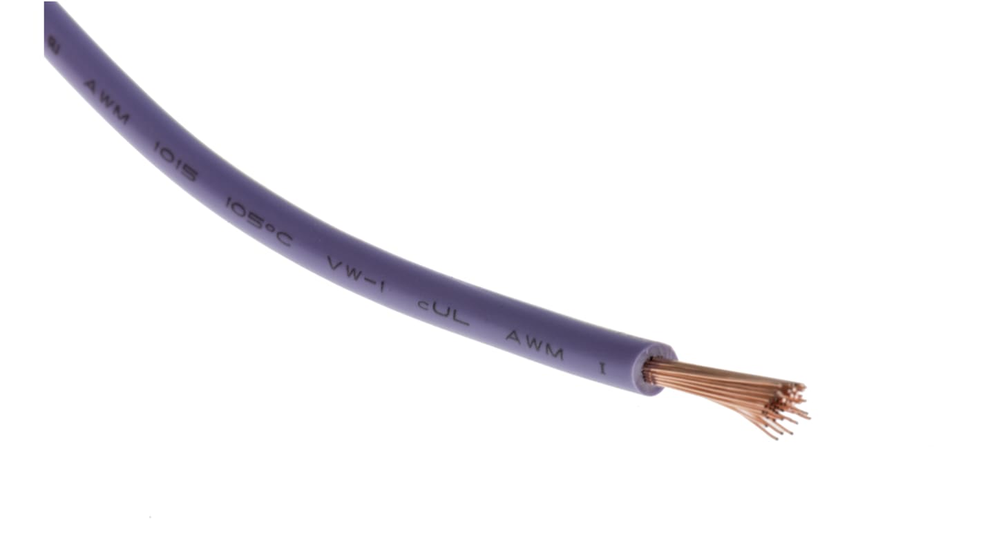 Cable de conexión RS PRO, área transversal 2.5 mm² Filamentos del Núcleo 50/0.25 mm Morado, 1 kV dc, 600 V ac, long.