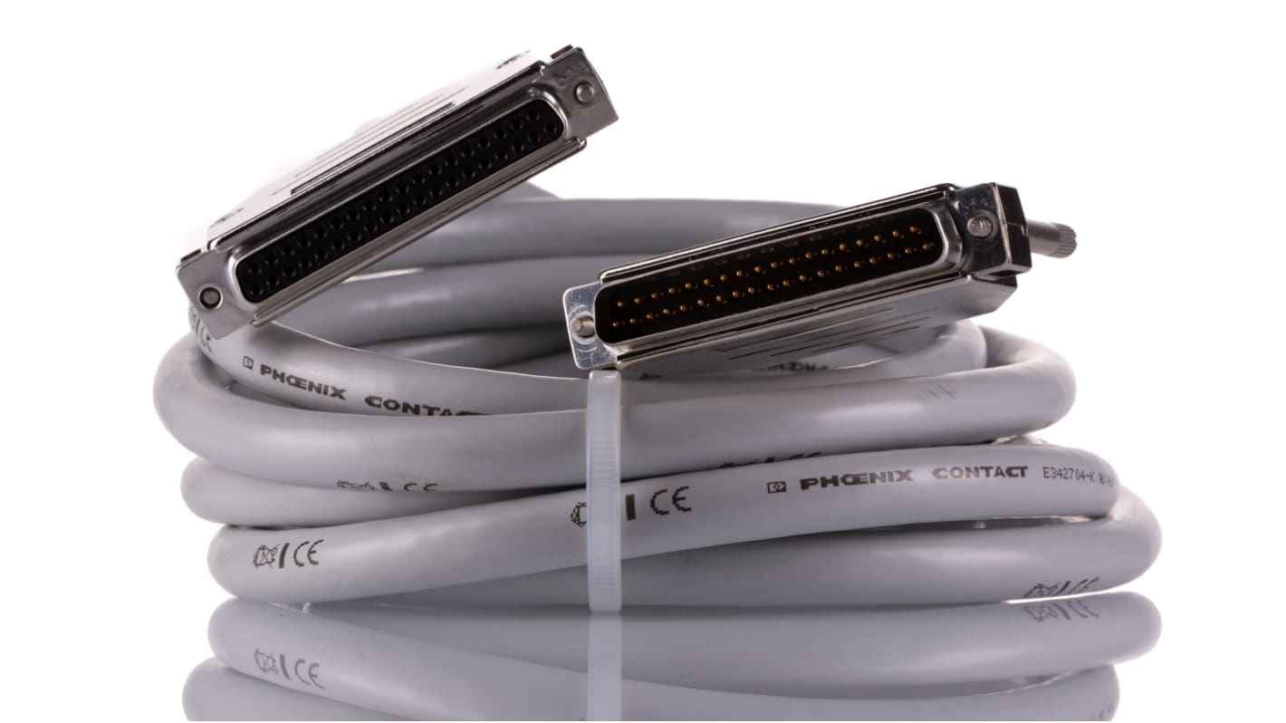 Phoenix Contact Female 37 Pin D-sub to Male 37 Pin D-sub Serial Cable, 3m PVC