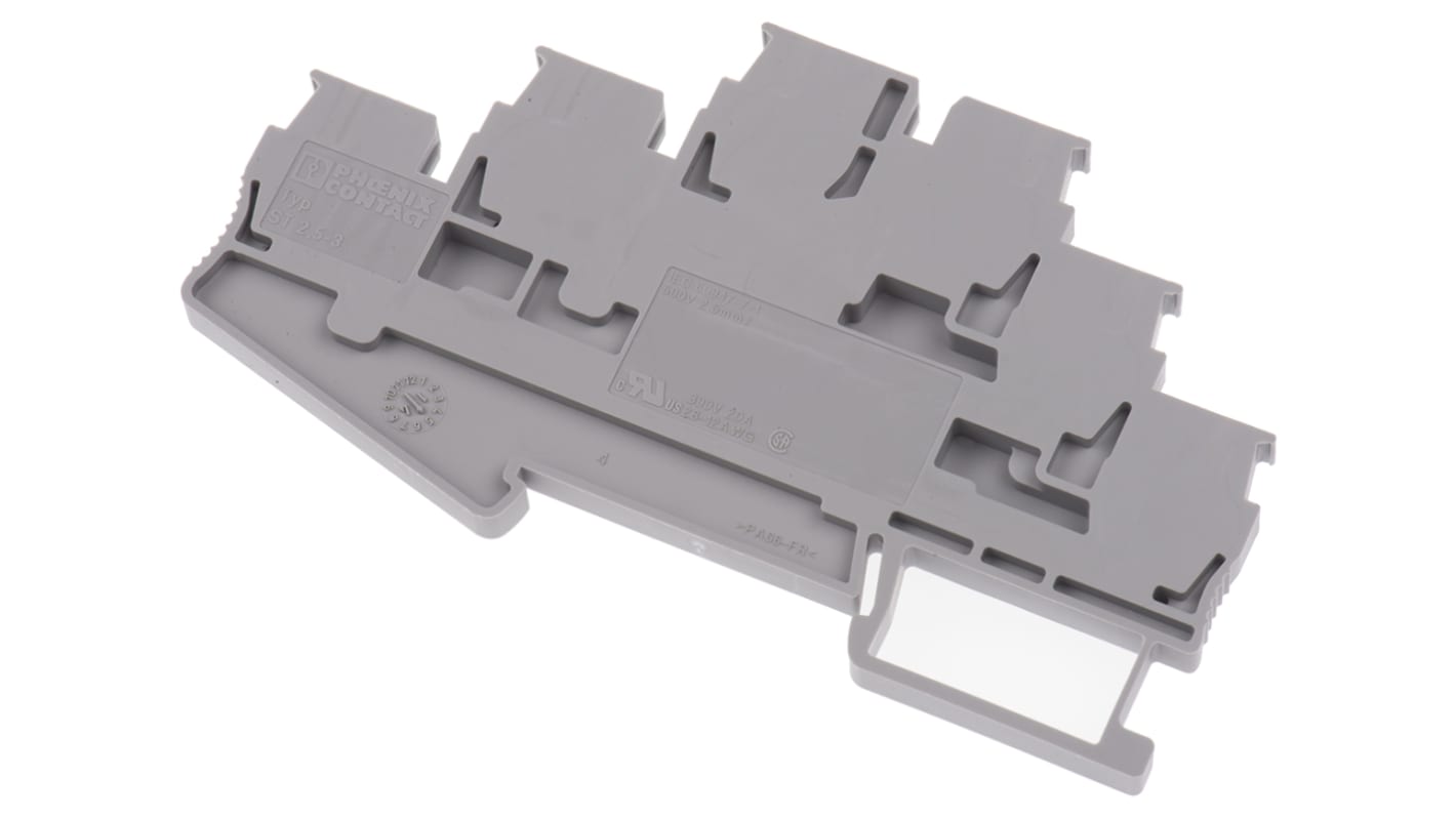 Phoenix Contact Clipline Series Grey Feed Through Terminal Block, 4mm², Triple-Level, Spring Clamp Termination