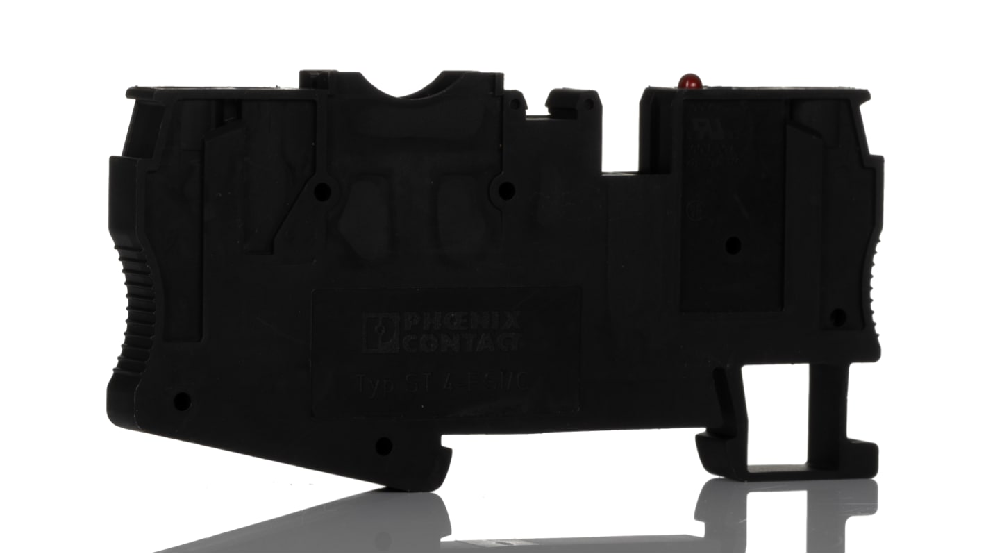 Phoenix Contact ST Series Black Fused DIN Rail Terminal, 4mm², 1-Level, Spring Clamp Termination, Fused