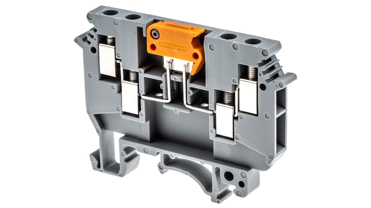 Phoenix Contact UDK 4-MTK-P/P Series Grey Feed Through Terminal Block, 4mm², Single-Level, Screw Termination