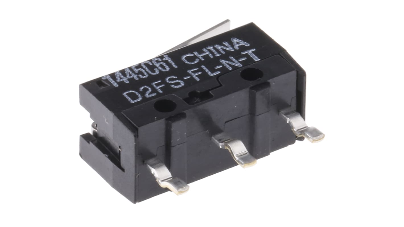 Omron Hinge Lever Micro Switch, PCB Self-Clinching Terminal, 100 mA @ 5 V dc, SPST, IP40