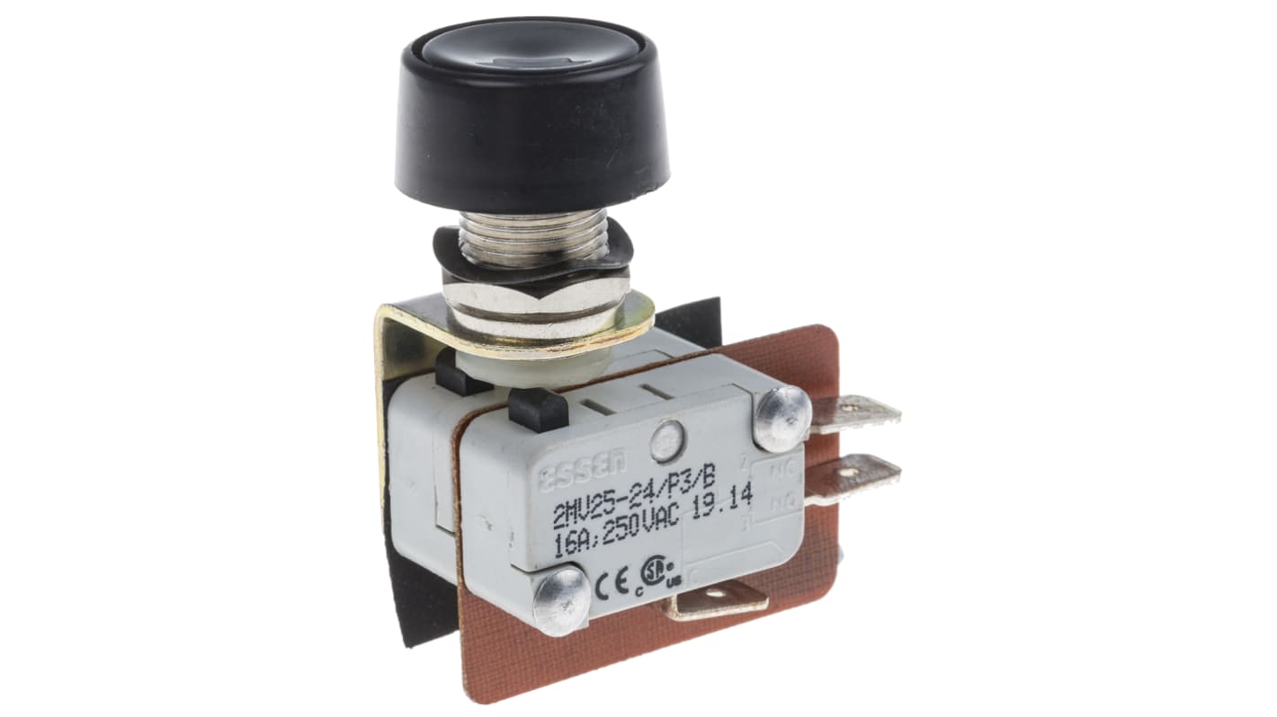 Microrupteur Bouton RS PRO, Connexion rapide, Interrupteur bipolaire, 16 A @ 250 V c.a. 250V c.a.