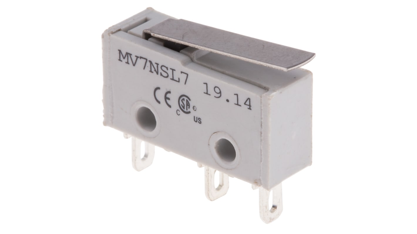 Subminiaturní mikrospínač SPST, typ ovladače: Páka 2 A při 250 V AC