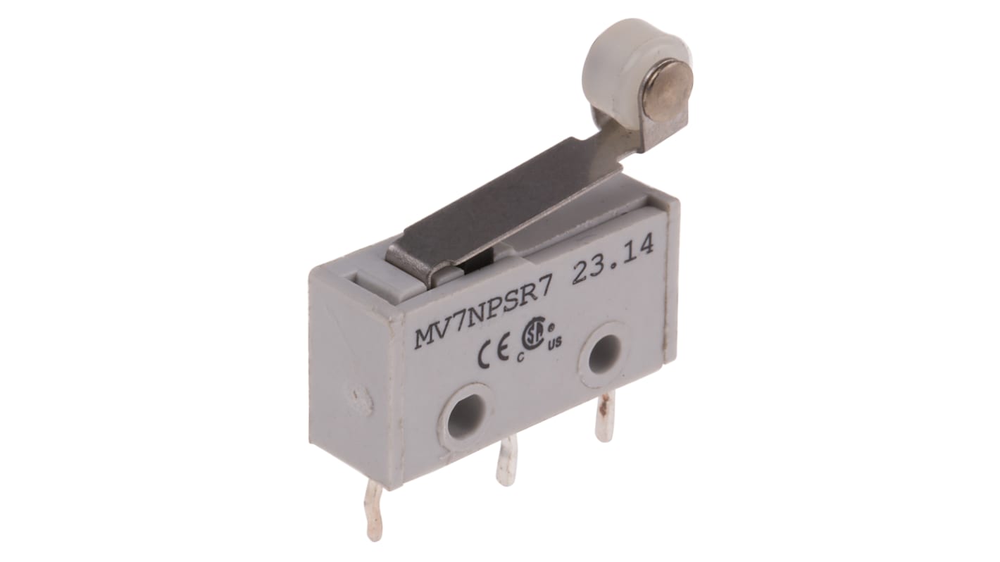 Subminiature-mikroswitch, Arm med rulle aktuator, 1-polet skifte 2 A ved 250 V ac