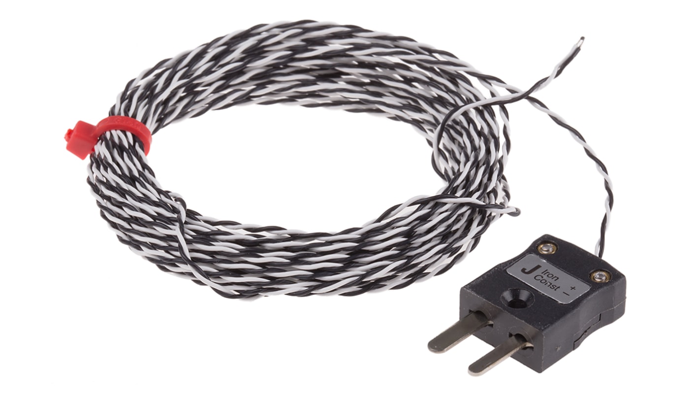 Termopar tipo J RS PRO, Ø sonda 1/0.2mm x 5m, temp. máx +250°C, cable de 5m, conexión , con conector miniatura