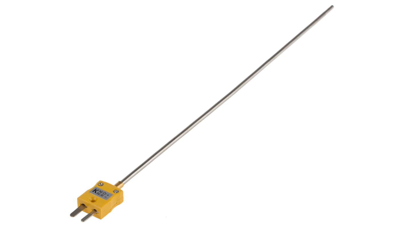 Thermocouple à isolation minérale RS PRO type K Ø 3mm, L 250mm, +1100°C max à Fiche mâle miniature