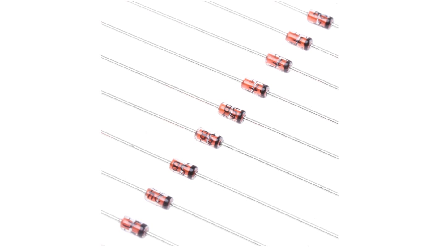 onsemi 1.91 (Dia.) x 4.56mm Egyszeres NULL +200 °C 500 mW 100nA 16Ω -65 °C Furatszerelt 15V 1 DO-35 2 Zener dióda 8.5mA