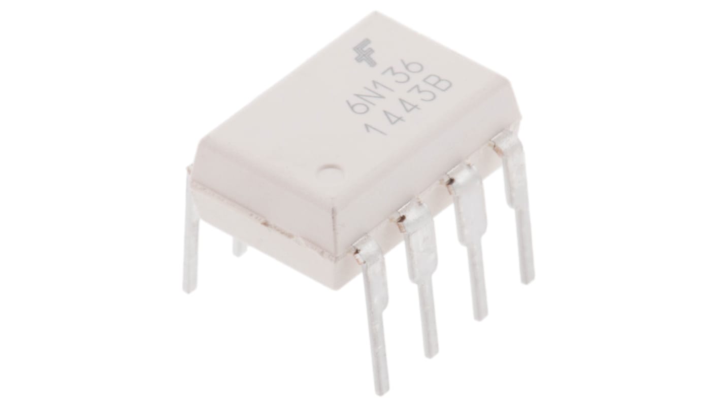 onsemi, 6N136M DC Input Transistor Output Optocoupler, Through Hole, 8-Pin MDIP