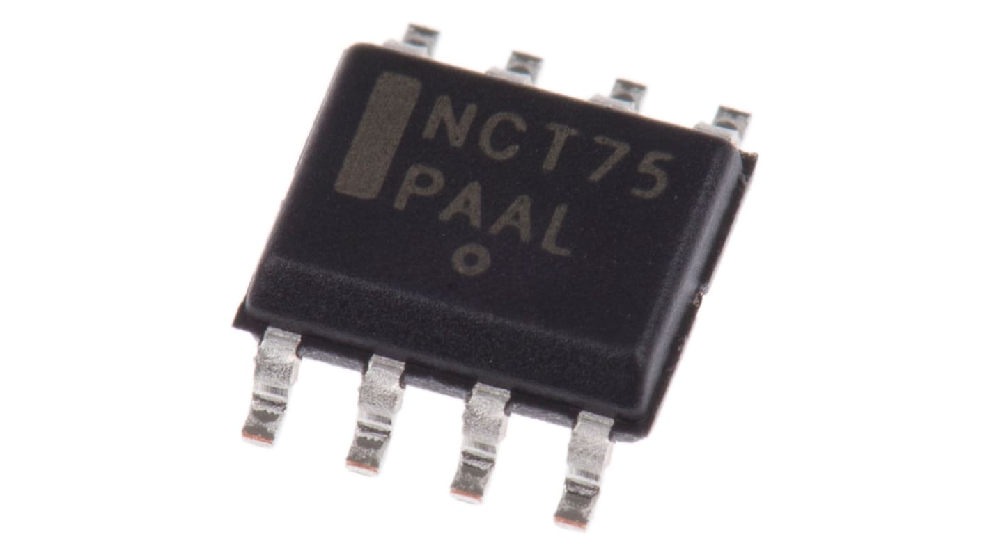 Sensor de temperatura NCT75DR2G, 12 bits, encapsulado SOIC 8 pines, interfaz Serie-I2C, SMBus