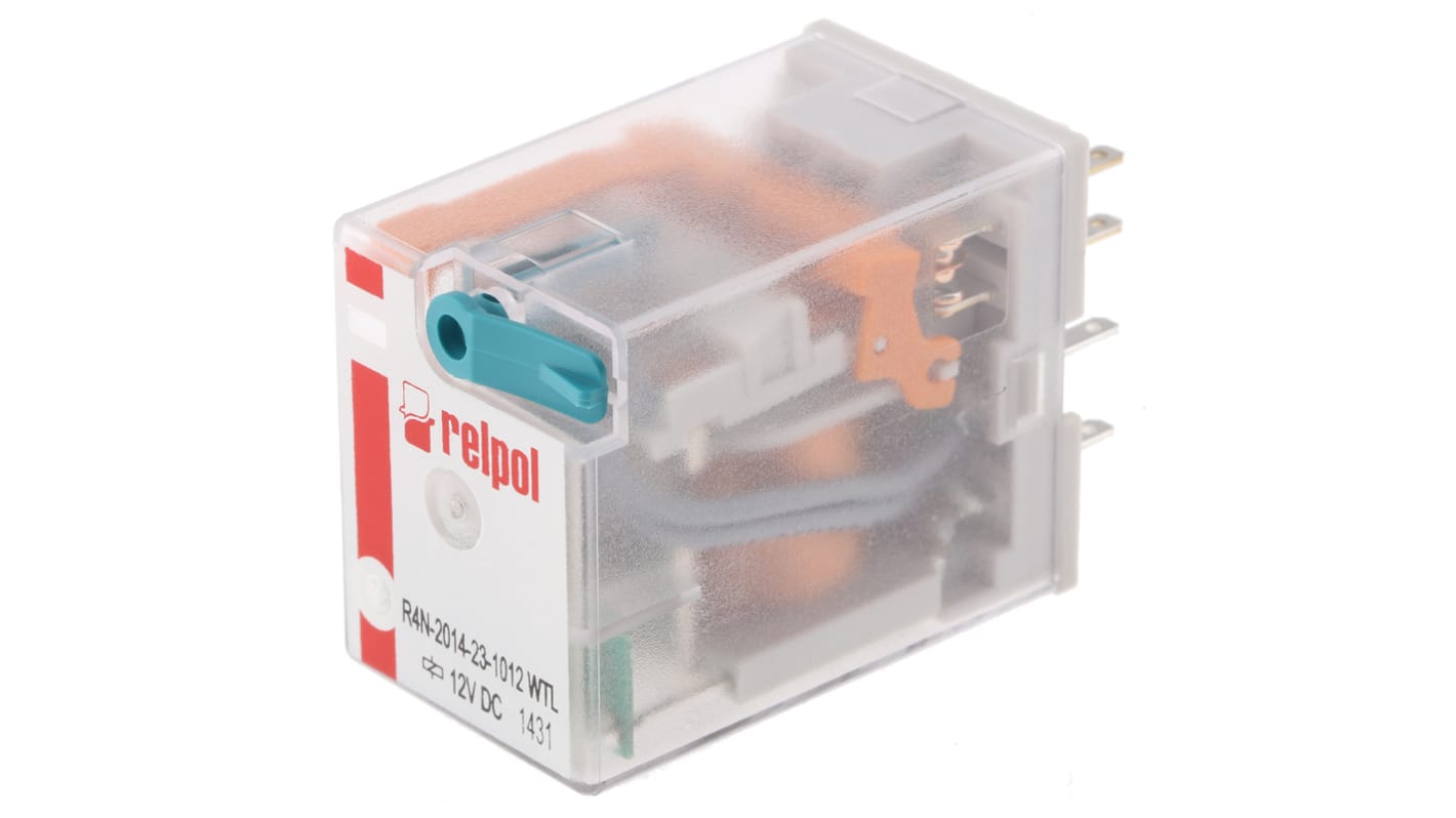 Relais de puissance Relpol R4N, 4 RT, bobine 12V c.c. Enfichable 900mW