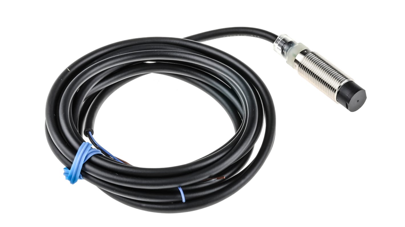 Omron Inductive Barrel-Style Proximity Sensor, M12 x 1, 8 mm Detection, NPN Output, 12 → 24 V dc, IP67