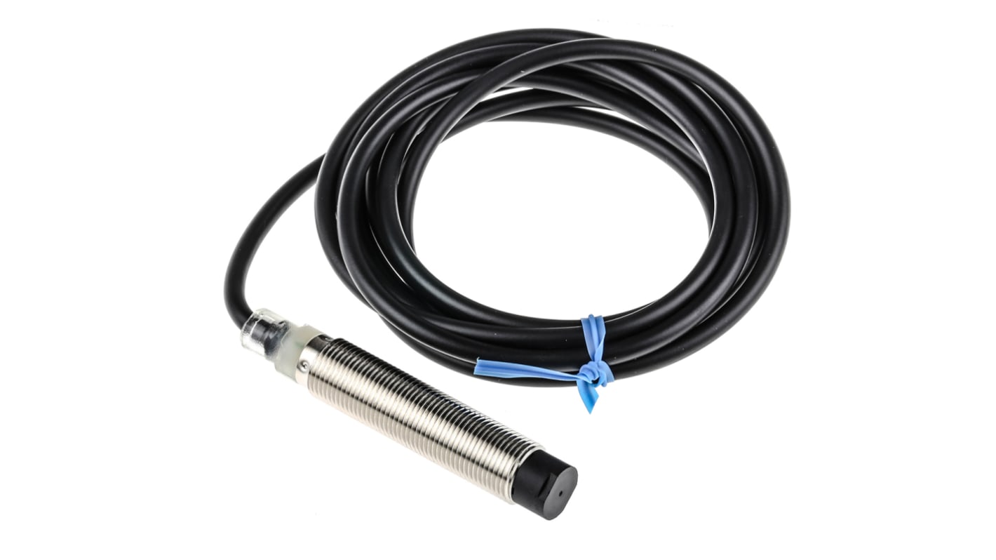 Omron Inductive Barrel-Style Proximity Sensor, M12 x 1, 8 mm Detection, PNP Output, 12 → 24 V dc, IP67