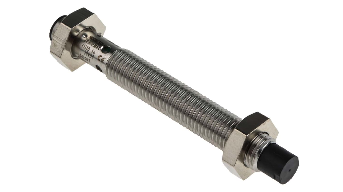 Omron Inductive Barrel-Style Proximity Sensor, M8 x 1, 4 mm Detection, PNP Output, 12 → 24 V dc, IP67