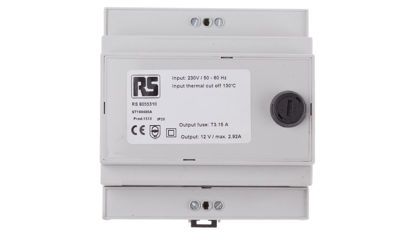 RS PRO 35VA DIN Rail Transformer, 230V ac Primary, 12V ac Secondary