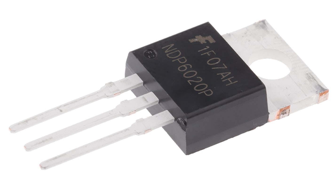 MOSFET onsemi, canale P, 80 mΩ, 24 A, TO-220, Su foro