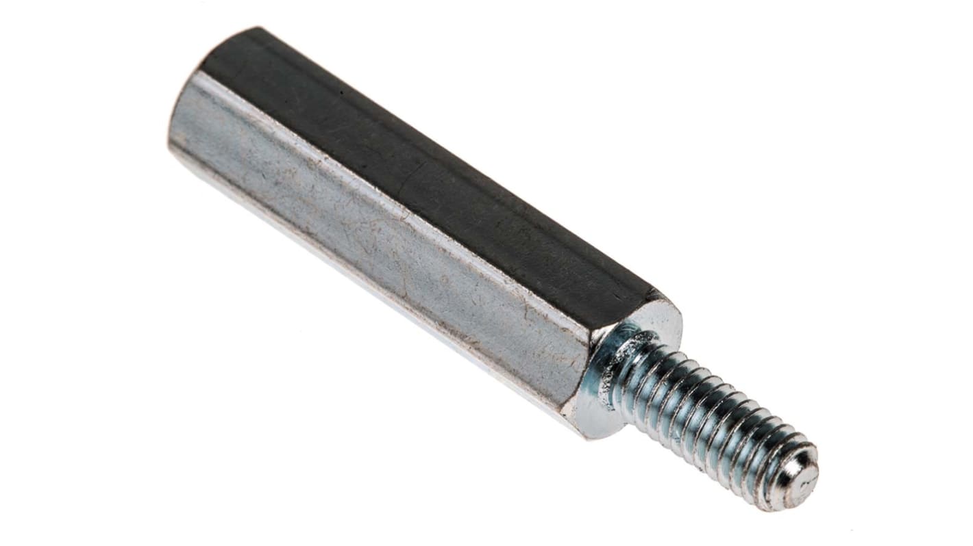 RS PRO Standoff, M4 x M4 Thread, 25mm Body, Steel, Male/Female, 10mm