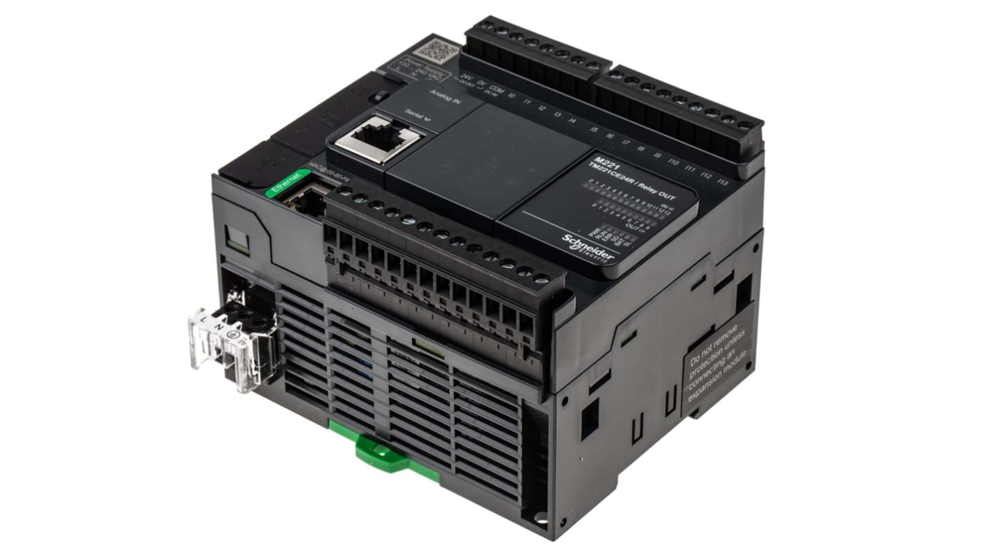 Schneider Electric PLC CPU Modicon M221, Ethernet RS232, RS485, kapacitás: 10000 lépés, 24 I/O elem, 256 kB, Panelre