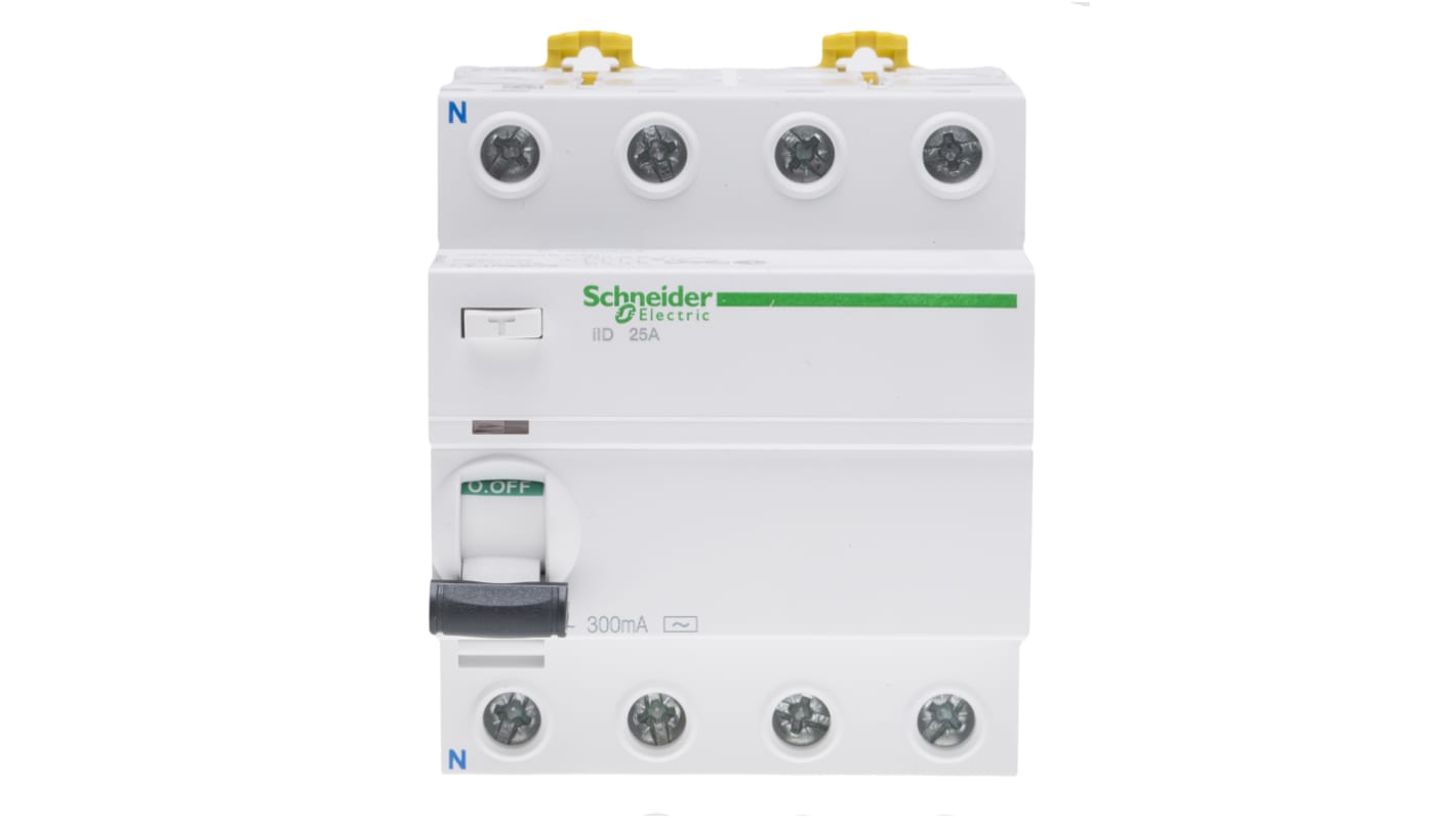 Schneider Electric iID RCCB, 25A, 4 Pole, 300mA, 380 → 415V ac